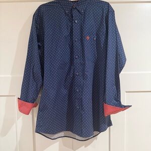 Ariat Blue and Orange‎ Geometric Button Down Shirt